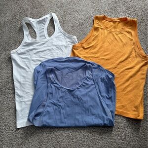 lululemon athletica Tank Tops - White, Blue, and Orange